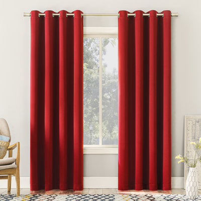 Sun Zero Gramercy Thermal Energy Saving Grommet Curtain Panel Pair In Red