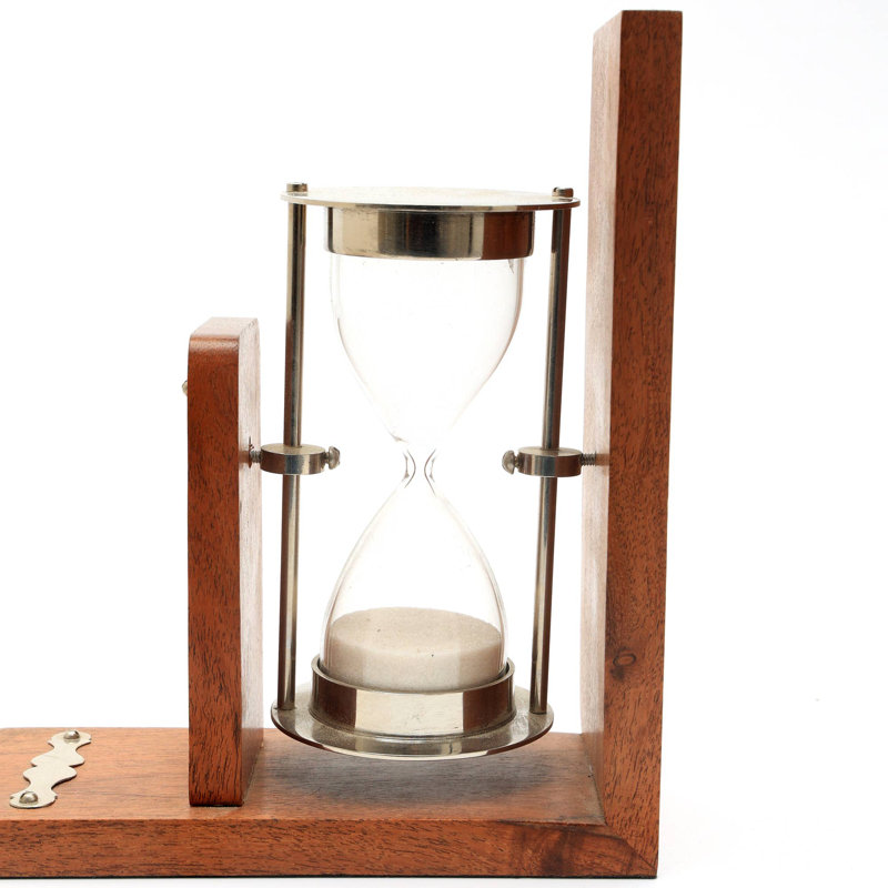 Decorative Wooden Bookend with Hourglass | Tabletop Object