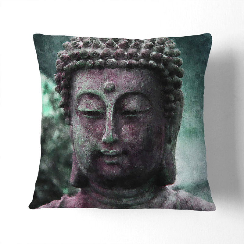Buddha Statue Vol.1 Painting Square Throw Cushion, White, 40cm H x 40cm W x 15cm D