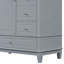 Meuble-lavabo sur pied 36 po avec lavabo en céramique, panneau de fibres à densité moyenne et base en bois massif, 3 tiroirs et armoire avec tablettes, finition peinte grise, meuble-lavabo autoportant avec trous de robinet de 4 po-188894054