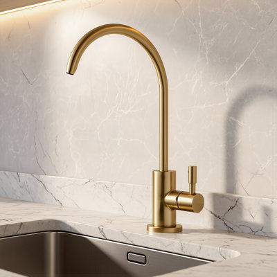 Luxury Brushed Gold Stainless Steel Water Faucet, Brass Valve Core, Suitable For Kitchens, Bars, And Cafes, Rust-Proof And Durable.