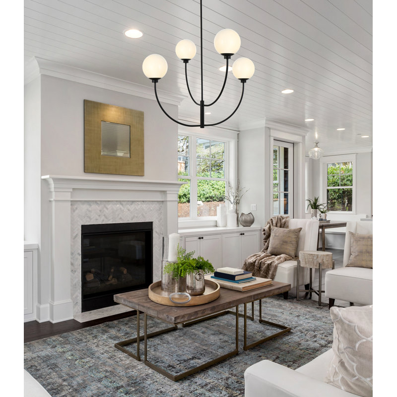 Kyle 4-Light Chandelier, Noir, H 27 po x l 36 po x P 36 po