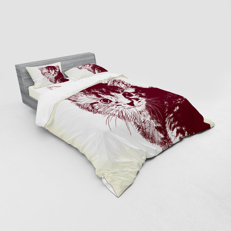 Ensemble de housse de couette moderne et contemporain en microfibre marron / crème