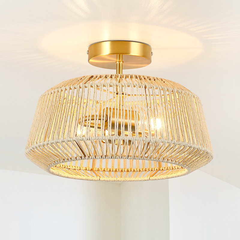 Bay Isle Home™ Nekoosa Rattan Semi Flush Mount & Reviews | Wayfair