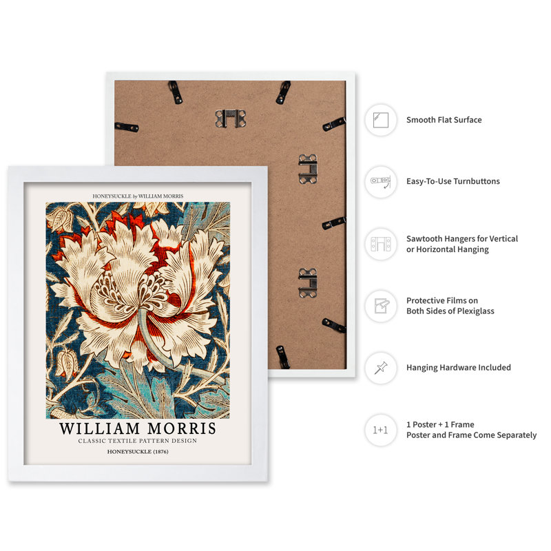 William Morris - Chèvrefeuille n ° 5, Affiche, Encadrement blanc, H 11 po x l 14 po