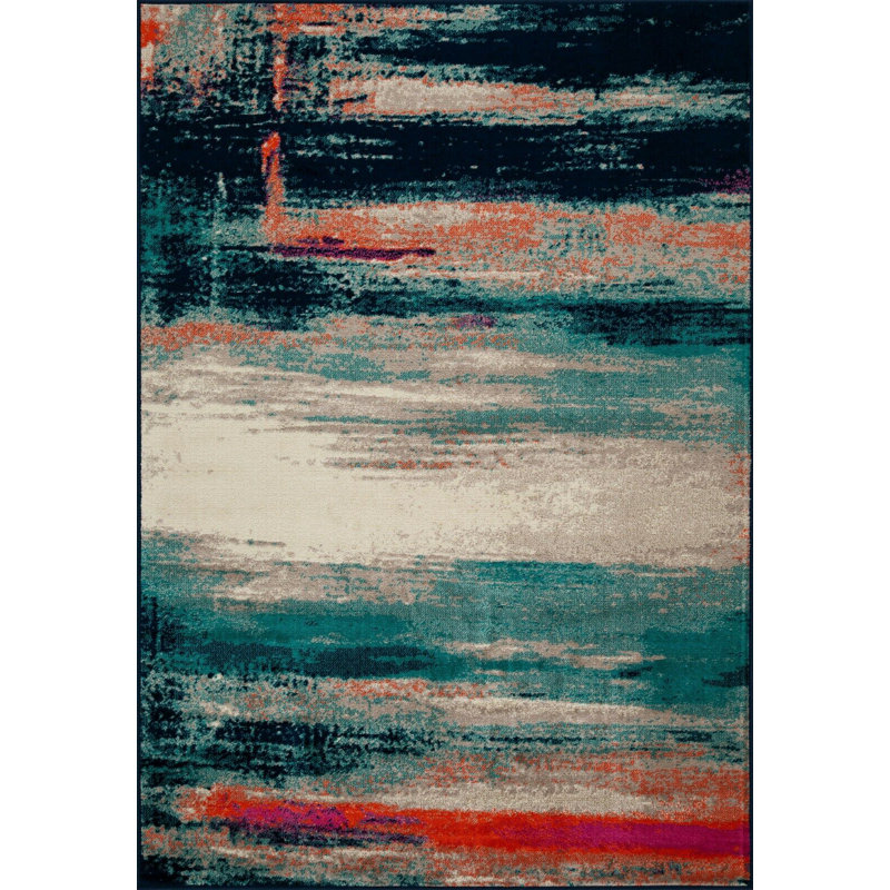 Wool Abstract Indoor / Outdoor Rug, Rectangle 5' x 8'