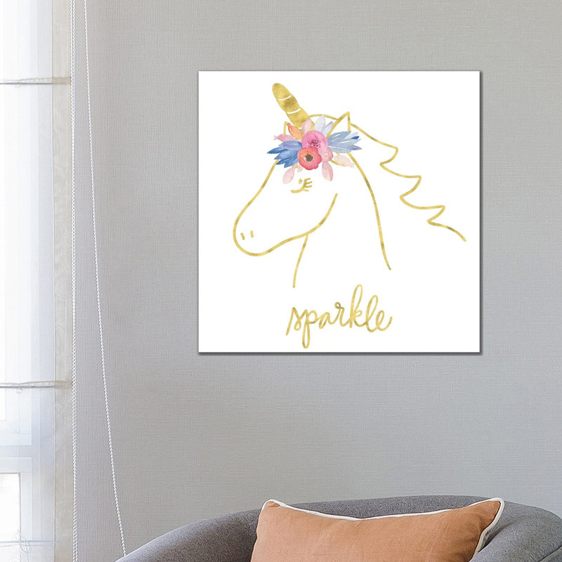 Golden Unicorn III Sparkle by Noonday Design - Wrapped Canvas Print, 66.04 cm H x 66.04 cm W x 3.175 cm D