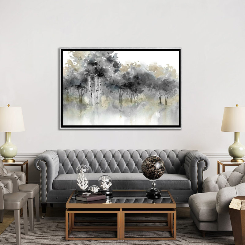 Water's Edge I - Noir et or 6 pièces, Toile tendue, H 18 po x l 26 po