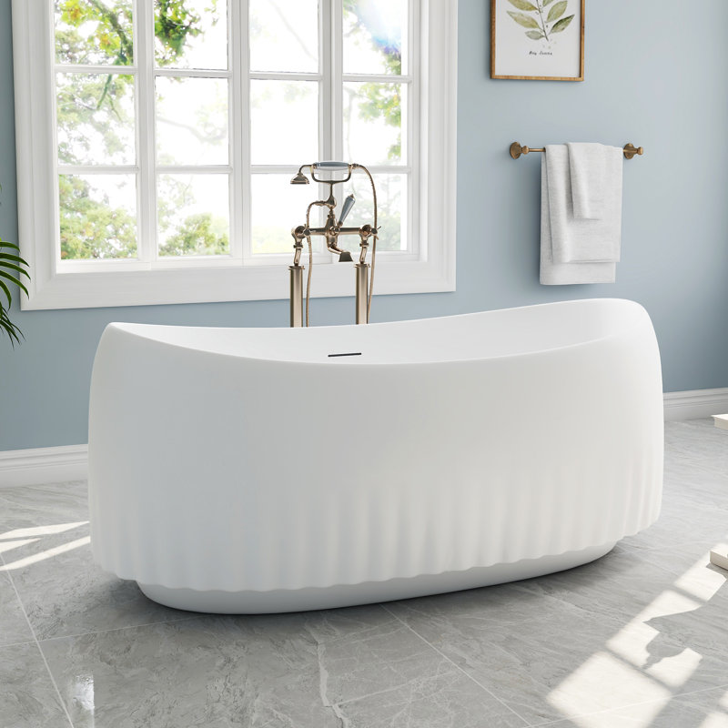 33.07 " W Freestanding Soaking Acrylic Bathtub