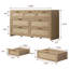 Ensemble de chambre à coucher 3 pièces avec rangement en rotin (commode 7 tiroirs + 2 tables de chevet)