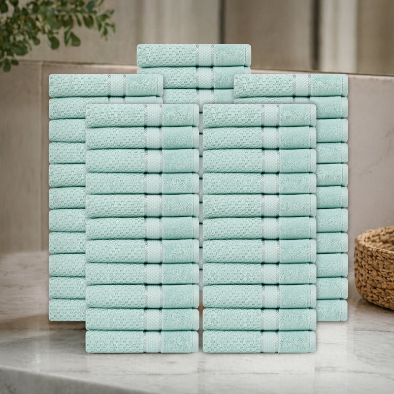 Collection de serviettes texturées 100% coton Mulaayam, Vert menthe