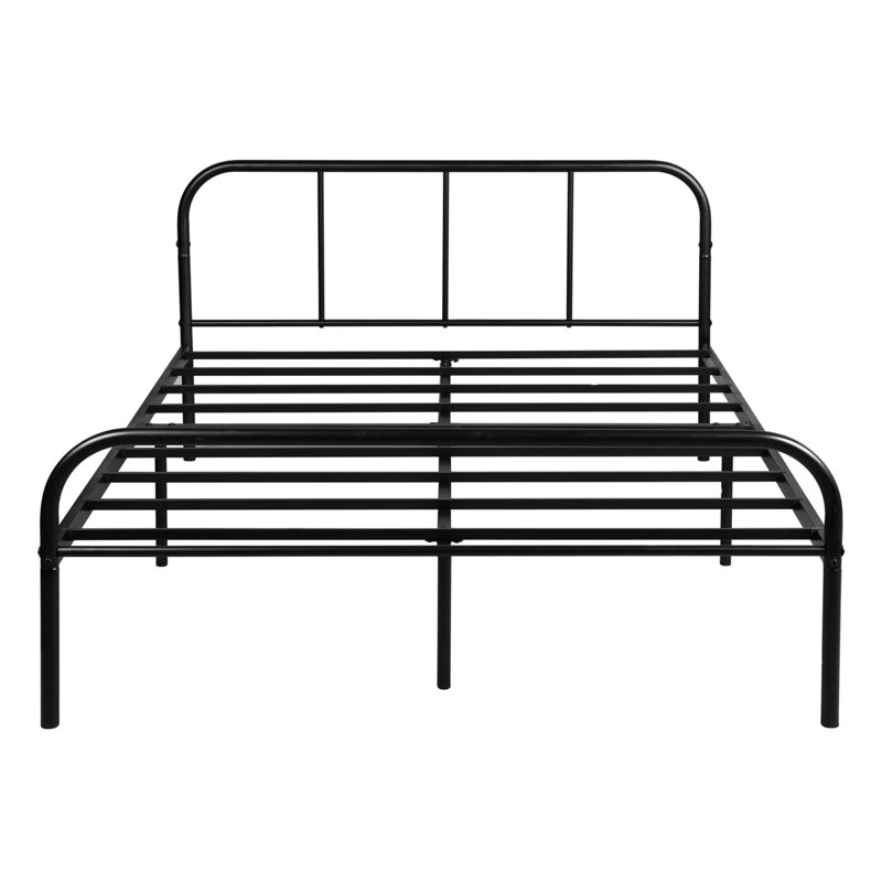 Stevenage Modern Metal Platform Bed Frame with Curved Headboard, Double (4'6), Black