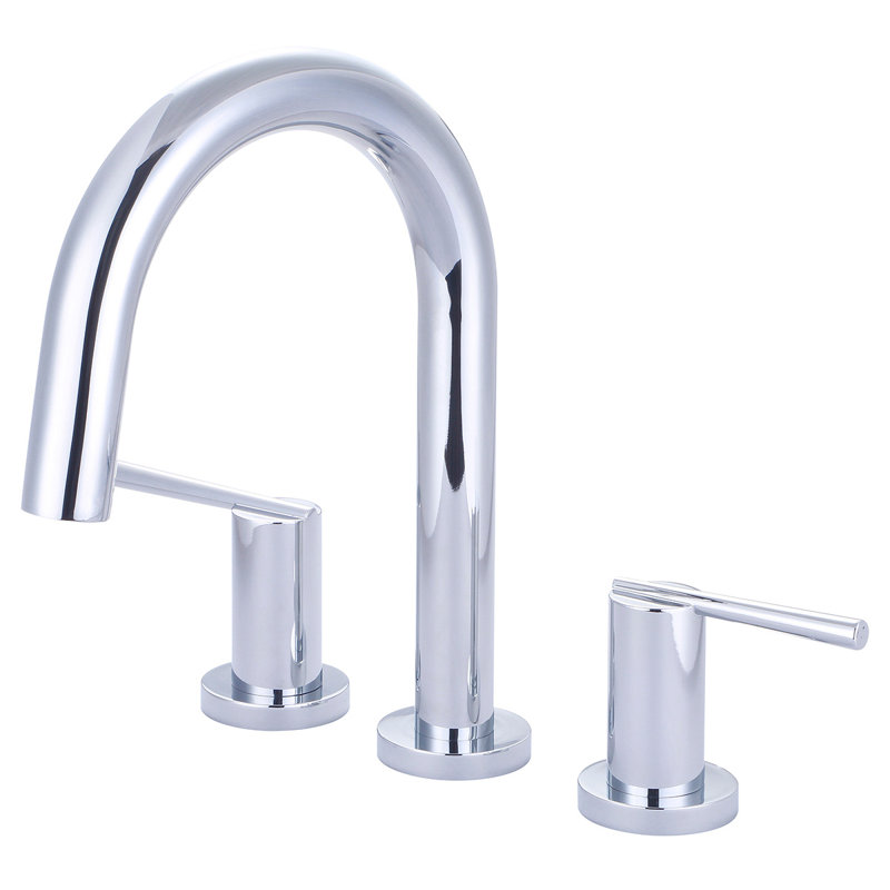 Garniture de robinet de baignoire romaine à fixation sur plateau à poignées doubles I2V, Chrome poli