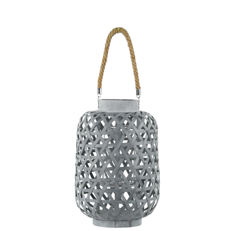 Lanterne ronde en bambou, H 13 po x l 10 po x P 10 po, Blanc