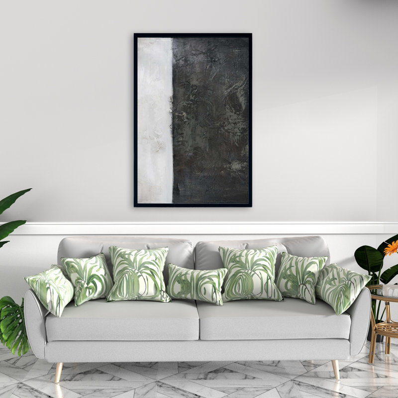 Abstract Shape - Gray Shapes Framed Canvas Home Decor