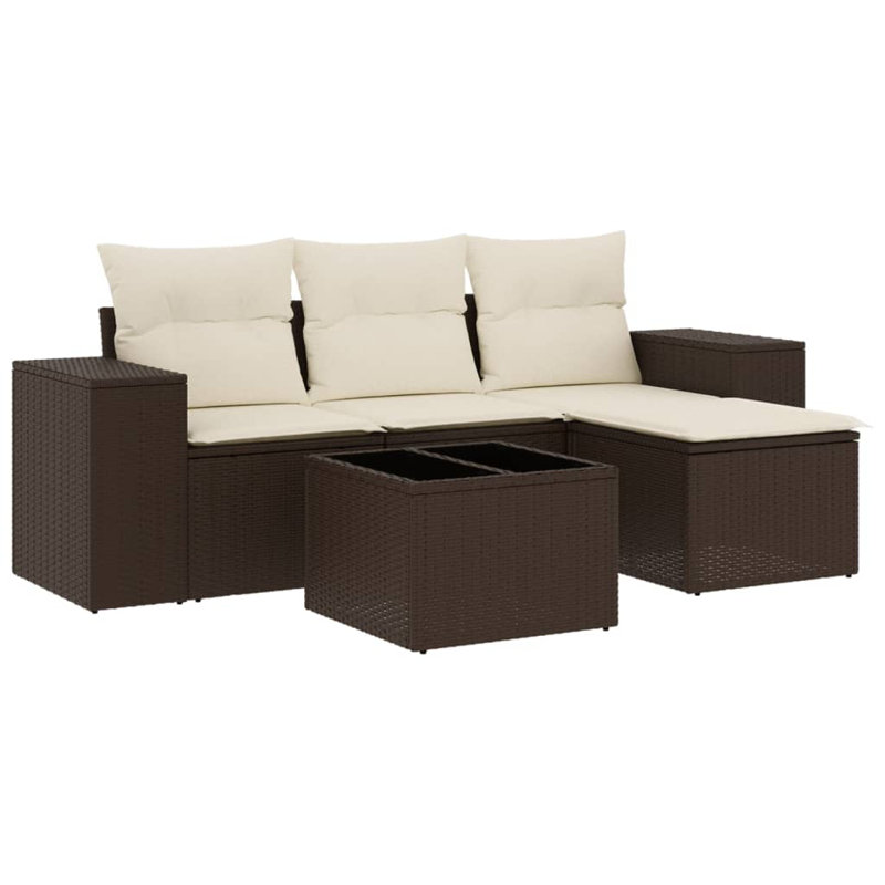 Ensemble de canapé de jardin Vidaxl brun, blanc crème