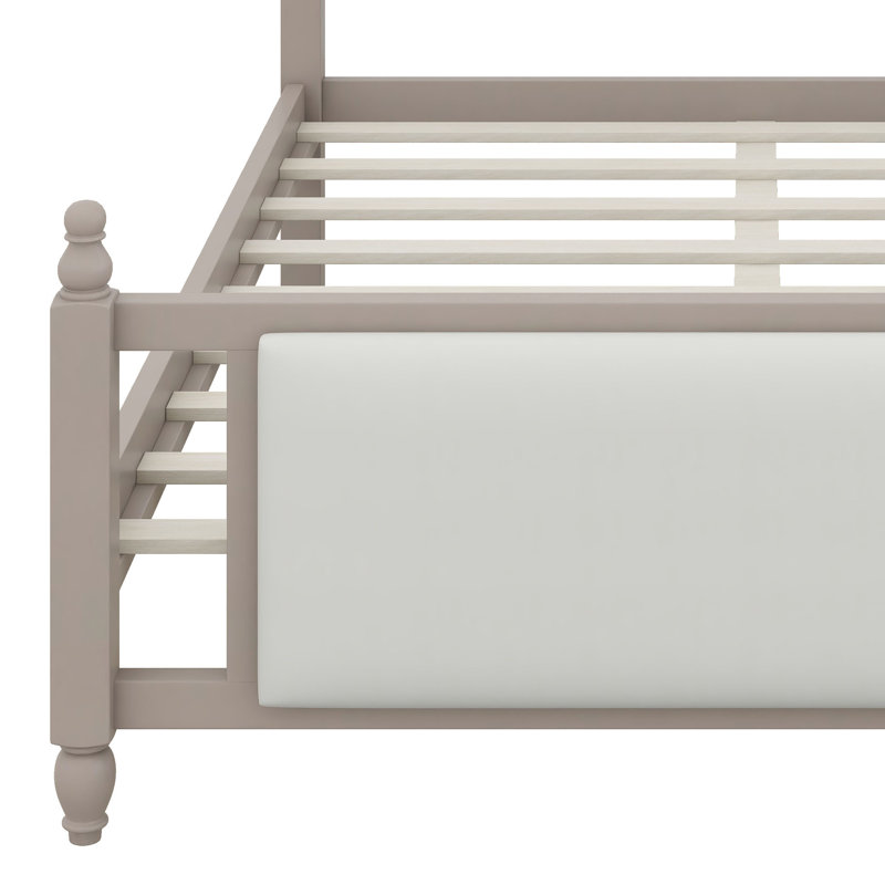 Lit plateforme tapissier avec tête de lit capitonnée à boutons, lit en bois avec tête et pied de lit en velours, Queen, Taupe
