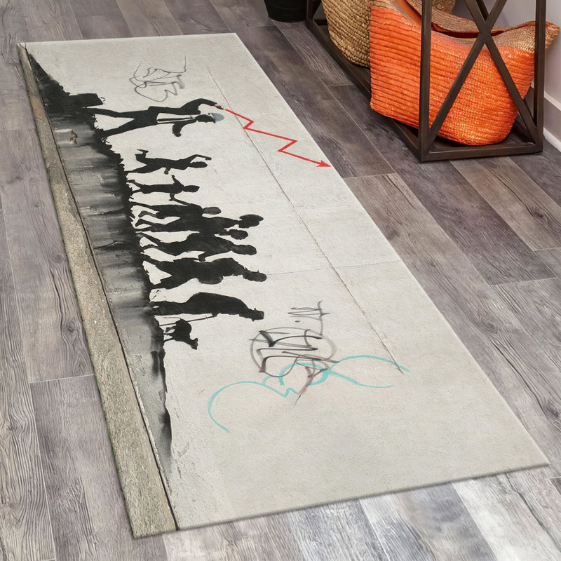 Tapis abstrait à motif botanique abstrait aux couleurs vives, parfait pour une utilisation à l'intérieur afin de rehausser la décoration intérieure