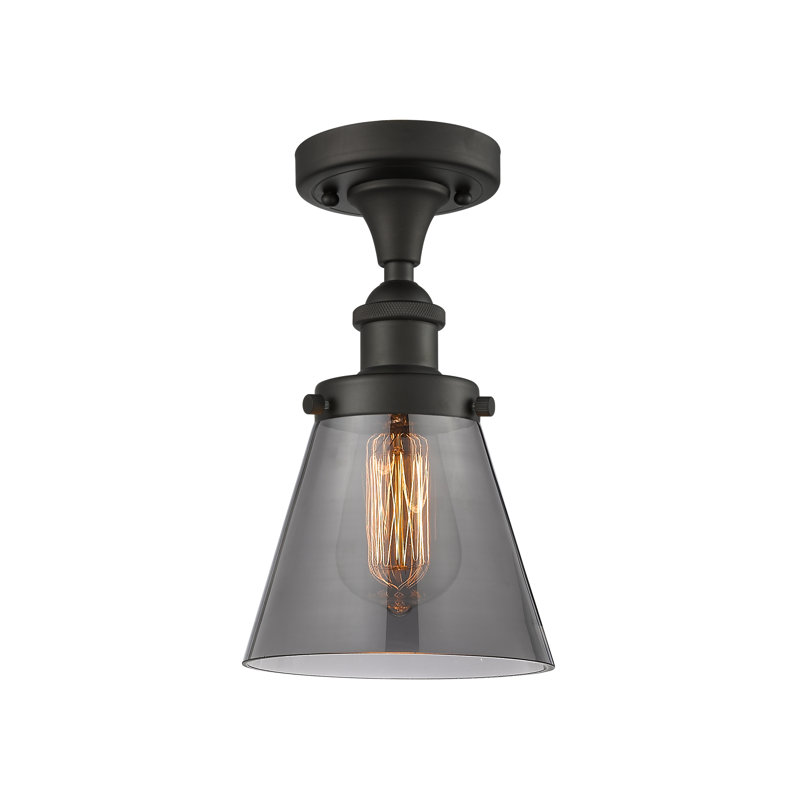 Plafonnier semi-encastré 1 lumière Wilmoth, DEL, Bronze huilé, Plaqué couleur fumée