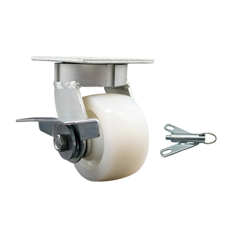 Roulettes pivotantes en nylon 4 pouces avec frein et verrou pivotant SCC