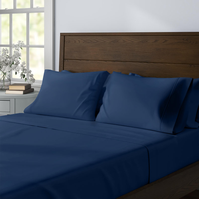 Dayville Thread Count Microfiber Sheet Set, Queen, Navy