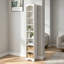 Bibliothèque d'angle à 8 niveaux, grande bibliothèque étroite blanche pour petits espaces, étagère de rangement moderne pour le salon, la chambre à coucher ou le bureau-1823867881