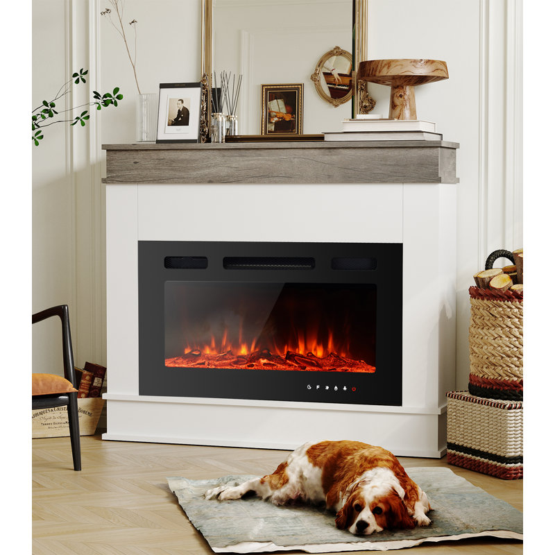 Aeliana Belfry Heating Electric Fire, 83.5cm H x 123.5cm W x 19.5cm D, White
