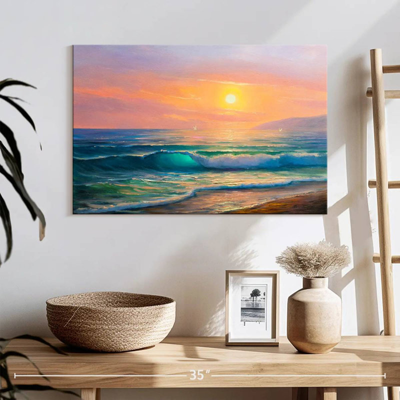 Alvord, soleil sur la mer, peinture, H 16 po x l 24 po