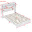 Grand lit rétro avec compartiments de rangement pour tête de lit et plateforme de chargement de style blanc-1265199707
