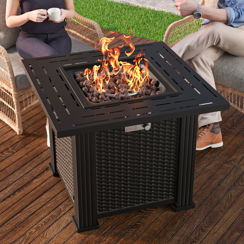 Newton Square Iron Propane Smokeless Fire Pit Table