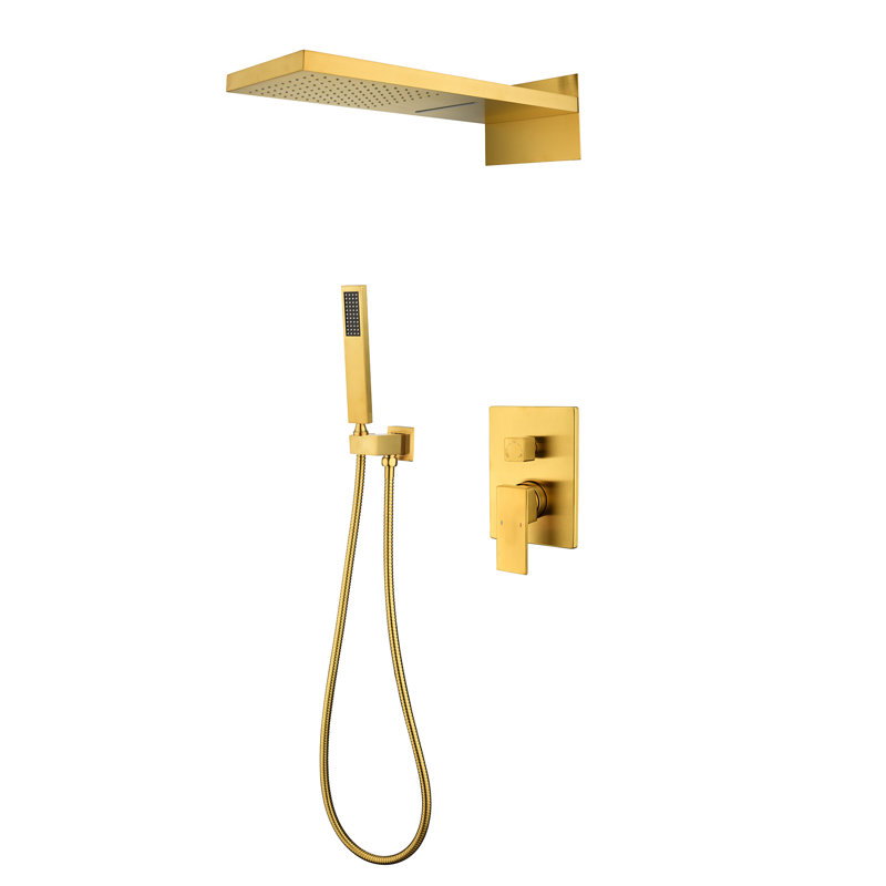 Système de douche complet avec valve brute, Or brossé