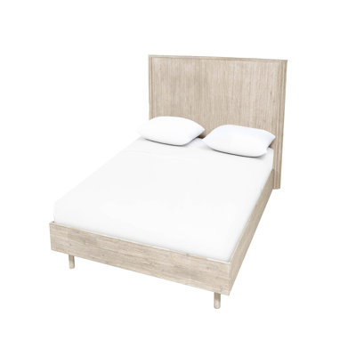 Lit plateforme en bois d'acacia Mira, beige, simple