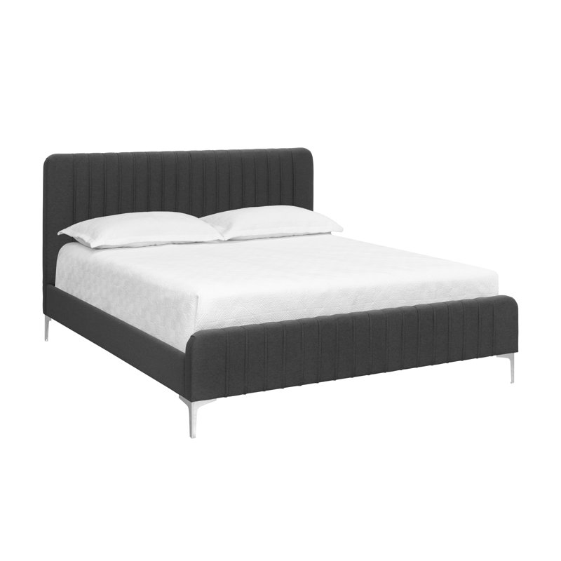 Virtus Upholstered Platform Bed, King, Dark Gray