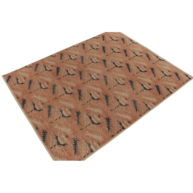 Distressed Homage Hand Knotted Wool Geometric Area Rug, Rectangle 5' x 7'