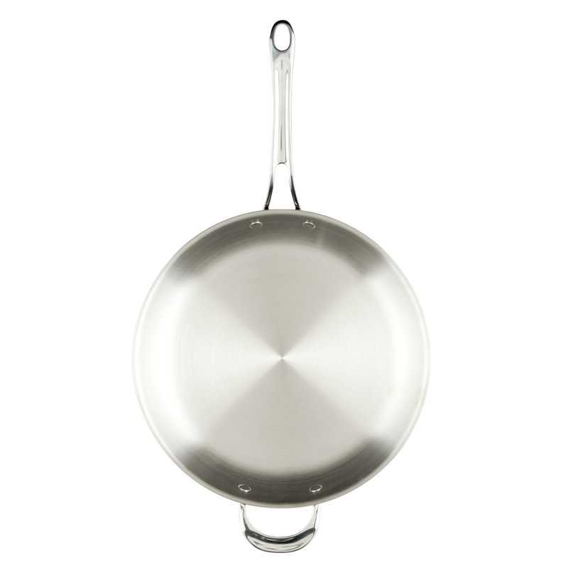 Anolon Everlast Tri-Ply Clad Frying Pan With Lid And Helper Handle, 12.5-Inch, Stainless Steel