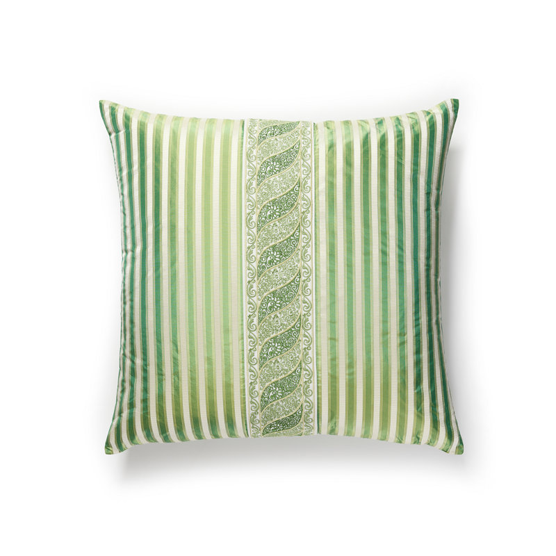 The MET x The House of Scalamandre Paisley/Shirred Stripe Pillow, Meadow/Bonsai