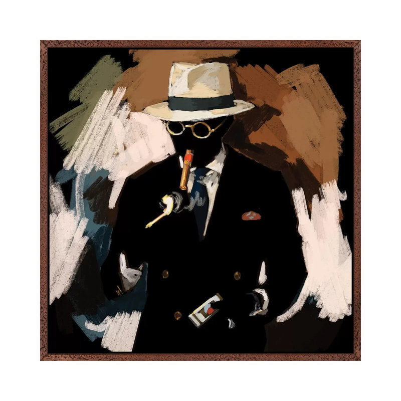 Lighting Up - Painting on Canvas, Classic Brown Wood Floater Framed, 93.98cm H x 93.98cm W x 3.81cm D