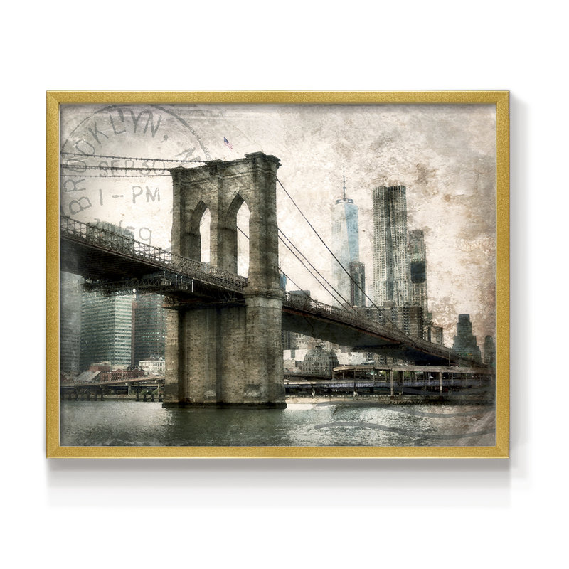 NY Brooklyn Bridge -Framed Print - Restickable