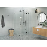 Halo 35 in. x 33 in. x 78 in. 90-degree Fully Frameless Glass Hinged Shower Enclosure