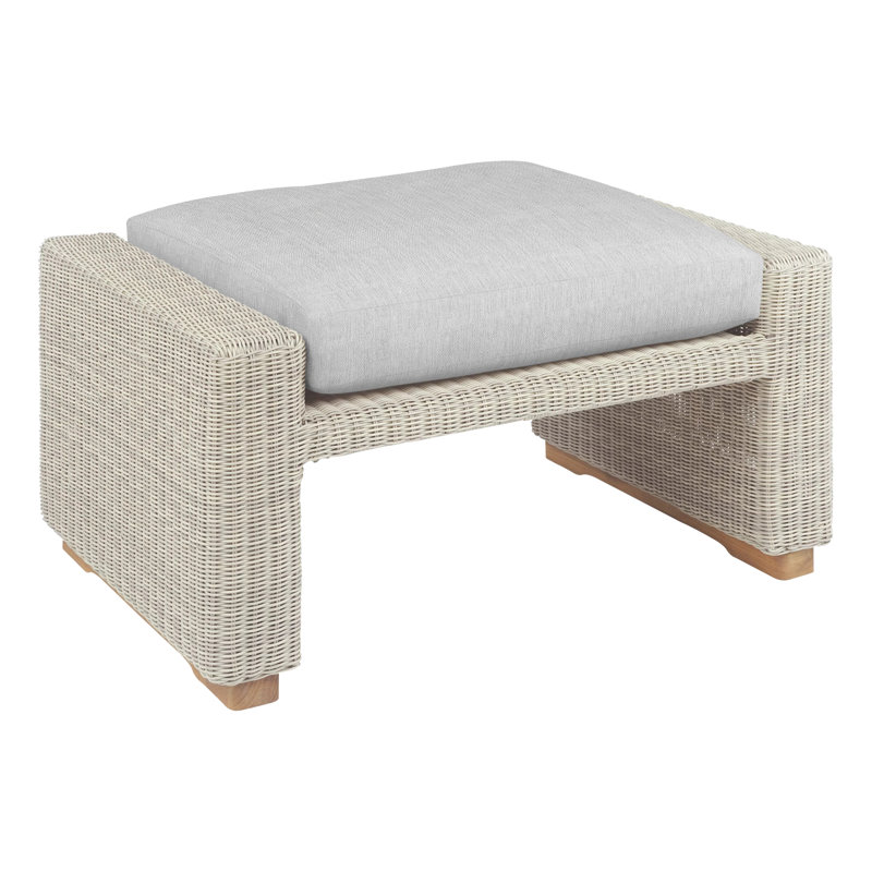 Westport Outdoor Teak Ottoman with Cushion , Sailcloth Seagull