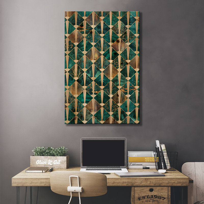 «Art Deco Tiles I» par Elisabeth Fredriksson - impression sur toile tendue, H 26 po x l 18 po x p 1,5 po, Acrylique