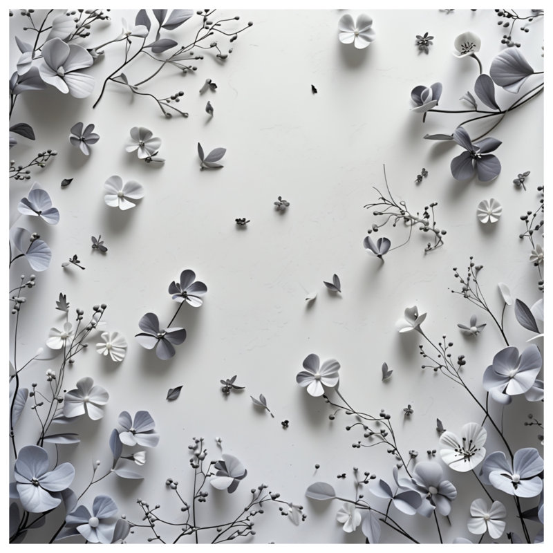 Tapisserie murale en papier - Fleurs, 68in H x80in W with 4 Grommets