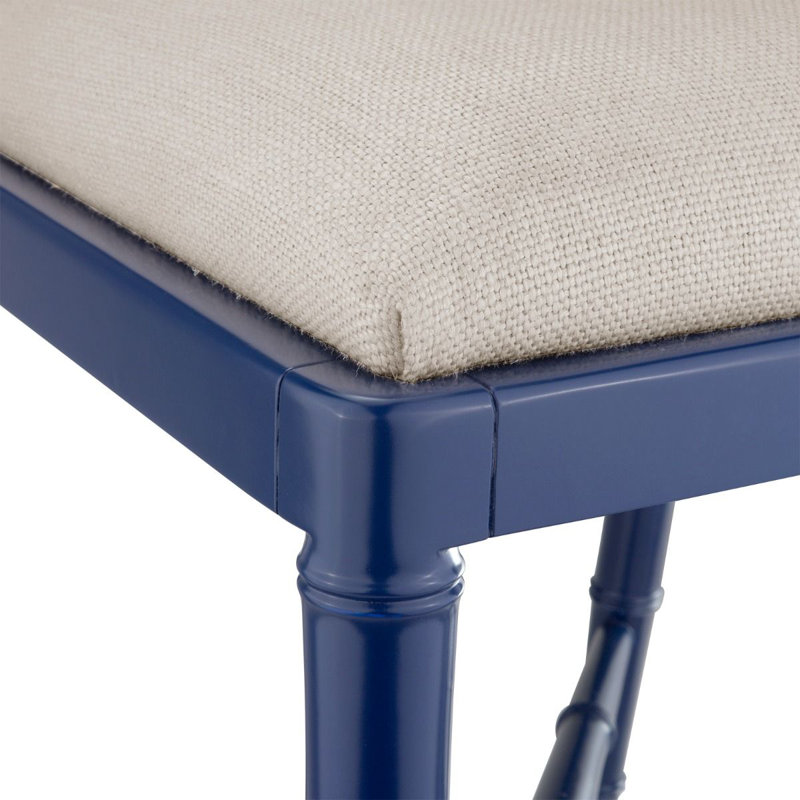 Jardin Upholstered Stool with Solid Wood Frame, Blue