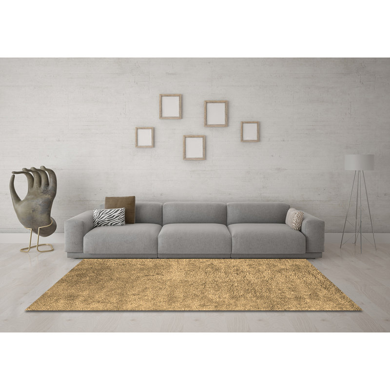 Tapis brun contemporain lavable à la machine 2731, Carré 4 pi