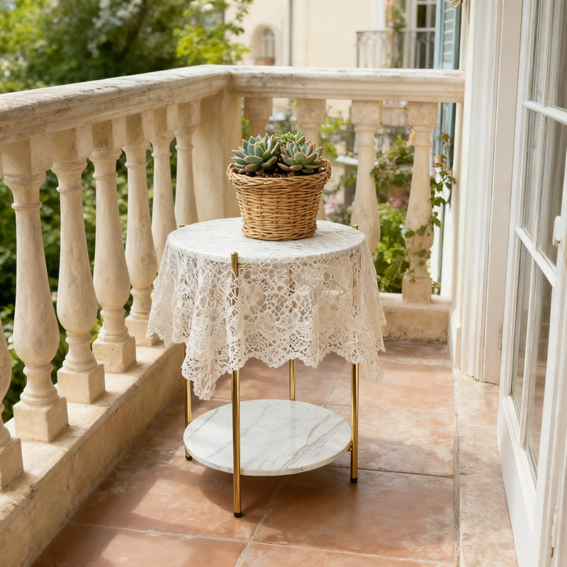 Table d'appoint moderne à 2 niveaux avec plateau en faux marbre et structure en métal doré, table de bout peu encombrante pour le salon, la chambre à coucher ou le bureau