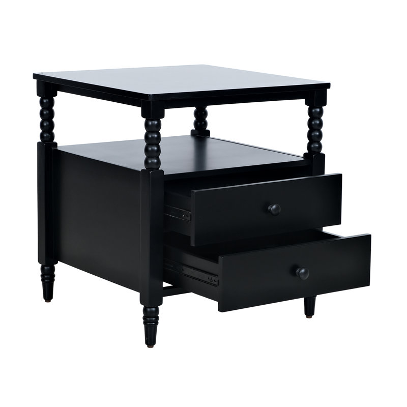 Godfree Two Drawer Nightstand (Set Of 2), Noir