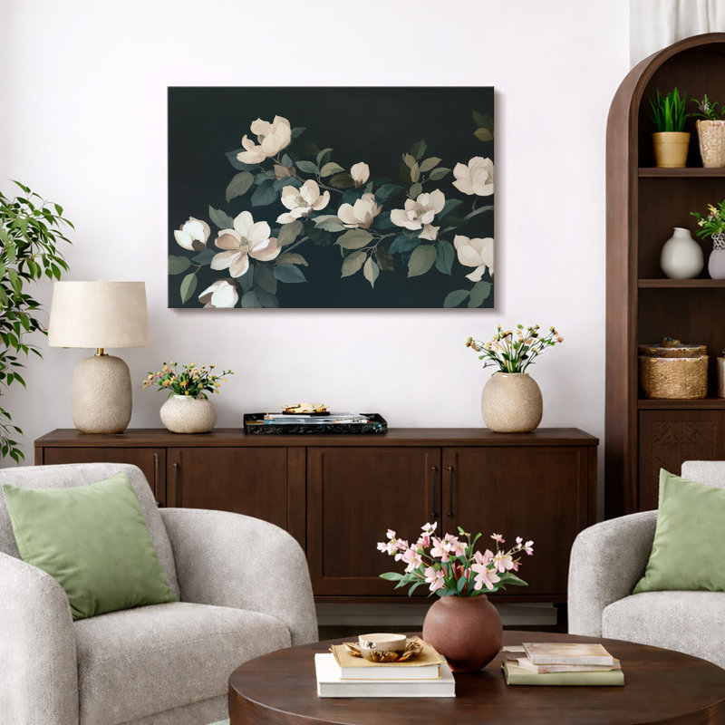 Œuvre d'art botanique blanche, photos murales de chambre à coucher, impression sur toile encadrée, impression numérique