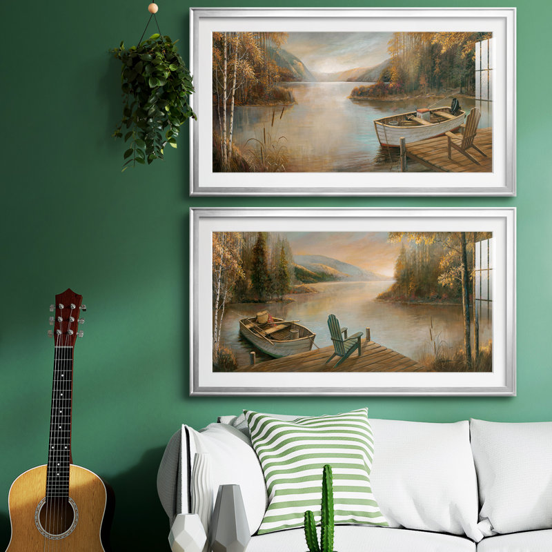 Peaceful Serenity - ensemble de 2 impressions encadrées, H 10,5 po x l 37 po x P 1,5 po, Argent