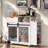 Modern Mobile Kitchen Island With A Drawer, A Cabinet With Sliding Doors, An Open Shelf, And Side Shelves And Drop Leaf
