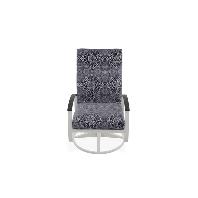 Belle Isle Outdoor Rocker Chair, Blue/White Stripe, Classic Graphite P30, Textured Snow